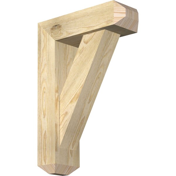 Ekena Millwork Traditional Craftsman Rough Sawn Bracket w/ Offset Brace, Douglas Fir, 6"W x 18"D x 26"H BKT0604X18X26TRA04RDF - main